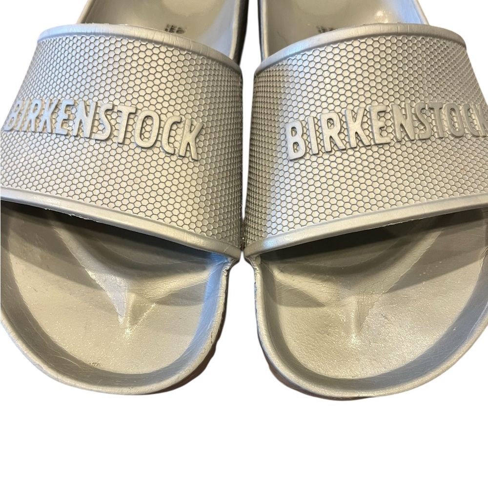 Birkenstock Silver Slide Sandals - Picture 2 of 6
